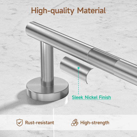 USHOWER brushed nickel toilet paper holder for easy reach.