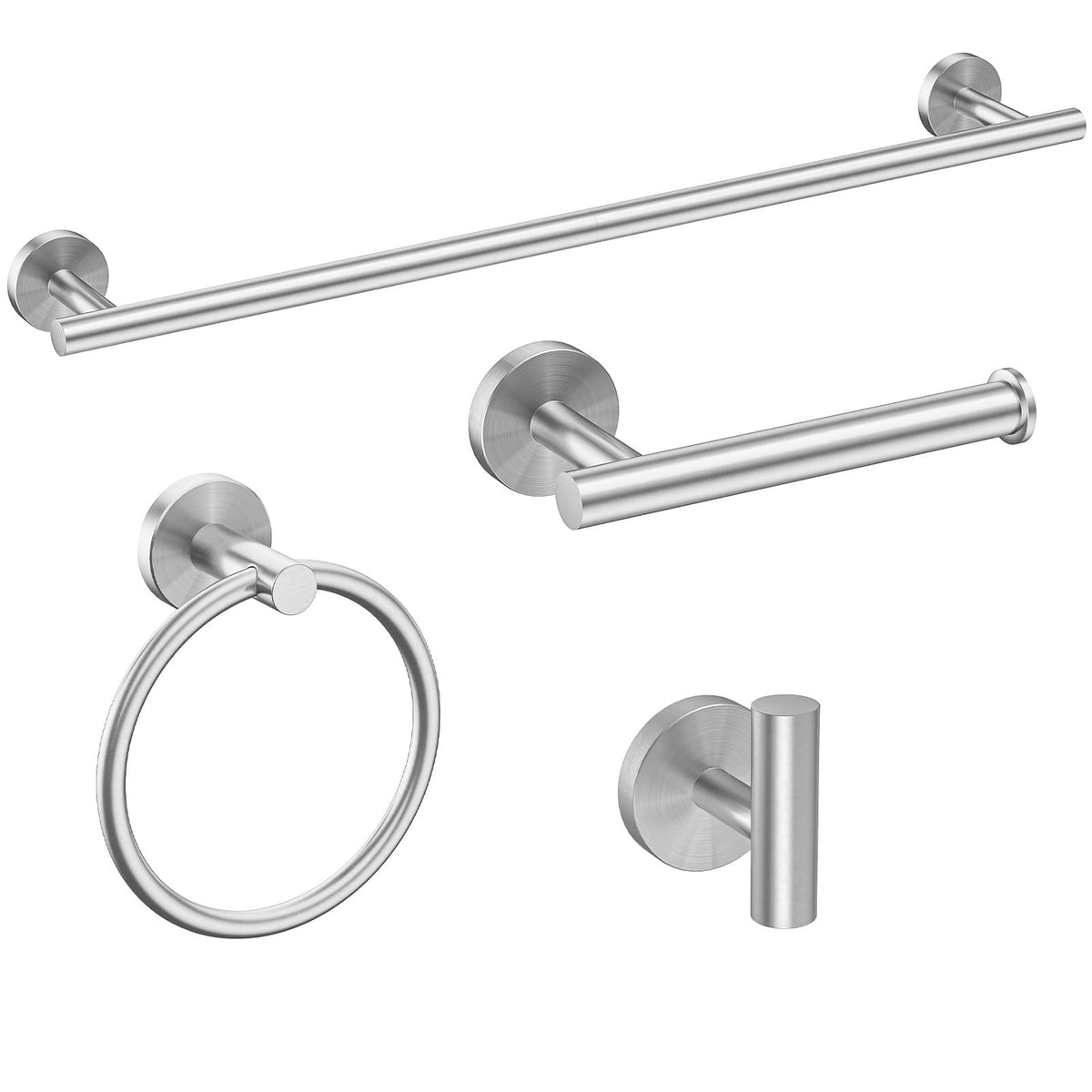 USHOWER brushed nickel 24in towel bar for organized bathroom spaces.