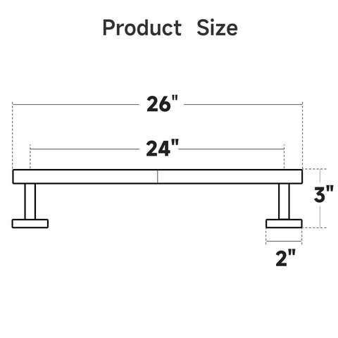 USHOWER brushed nickel towel bar side view highlighting 3-inch clearance for air drying