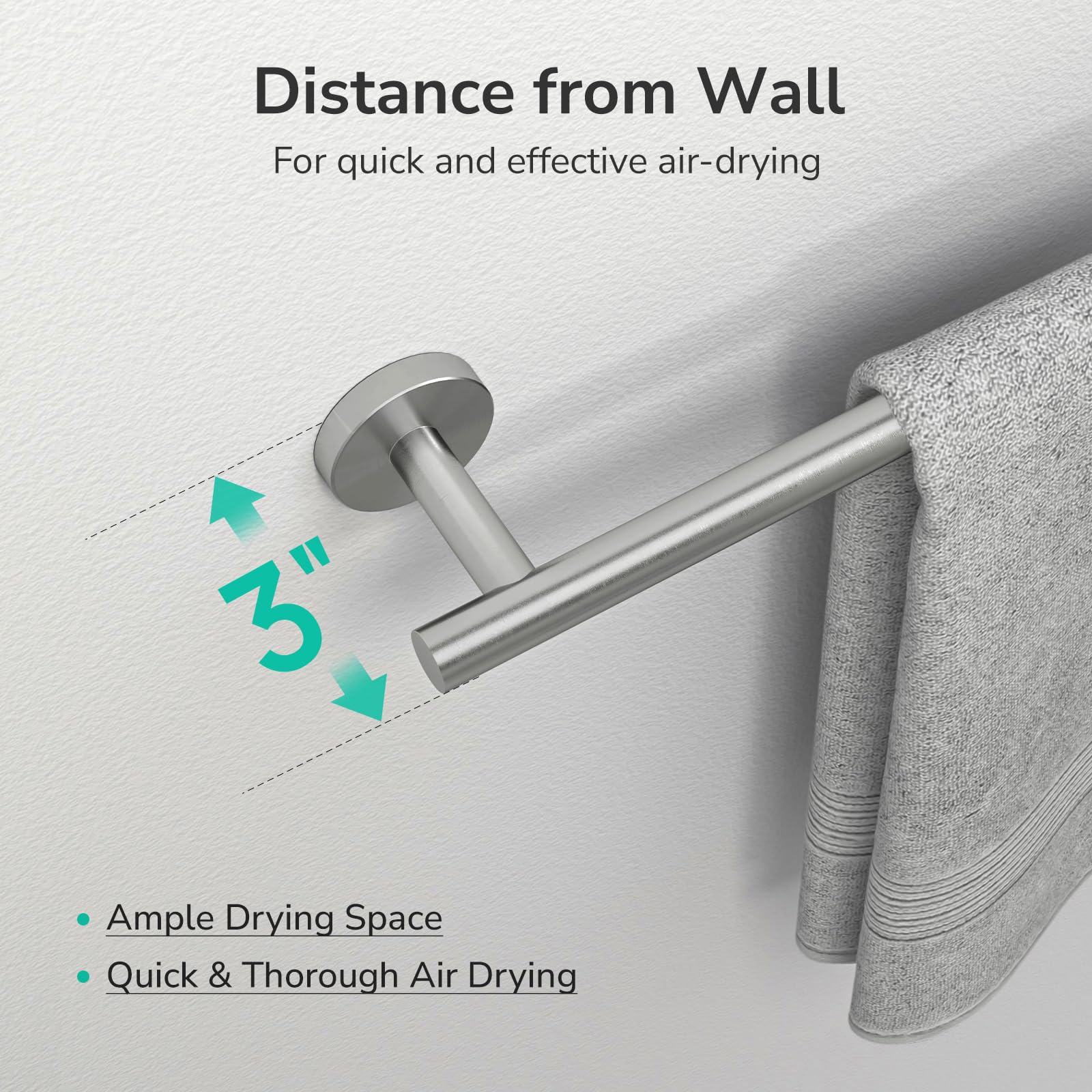Wall-mounted USHOWER towel bar installed in a modern bathroom
