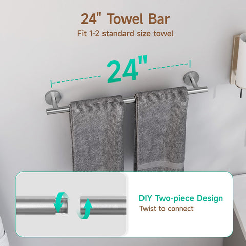 USHOWER brushed nickel towel ring to keep towels tidy.