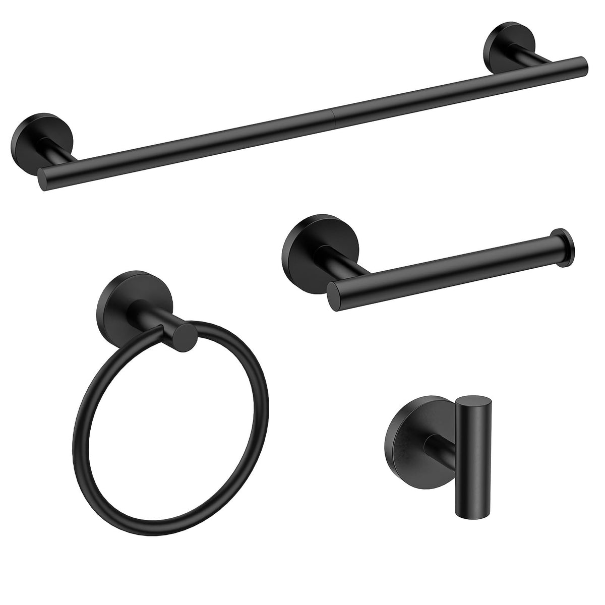 USHOWER matte black 24in towel bar on wall, easy towel storage and quick access
