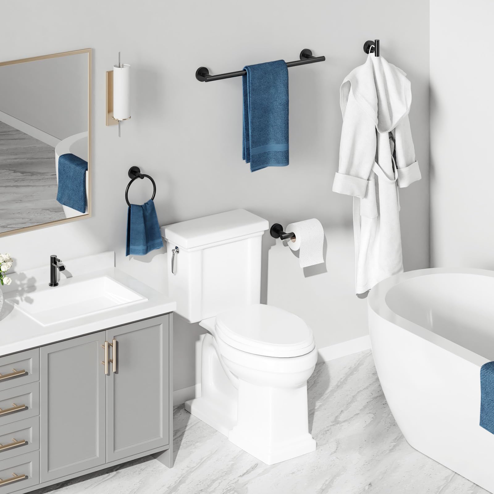 USHOWER wall-mounted design saves counter space in small bathrooms.