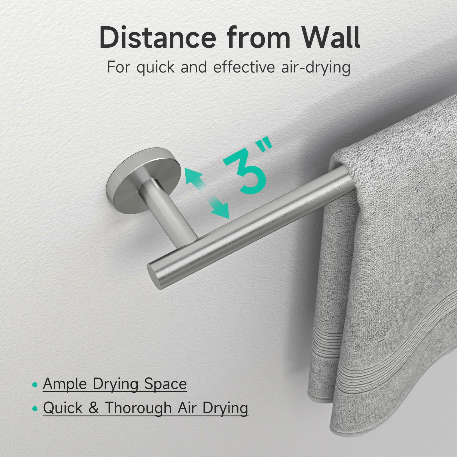 USHOWER modern hardware set improving bathroom organization.