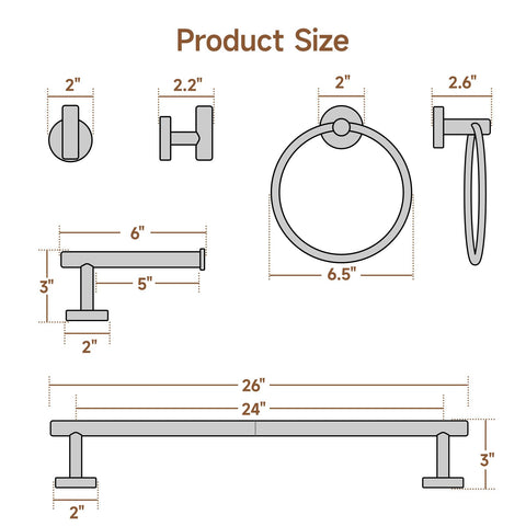 USHOWER split towel bar design for simple installation.