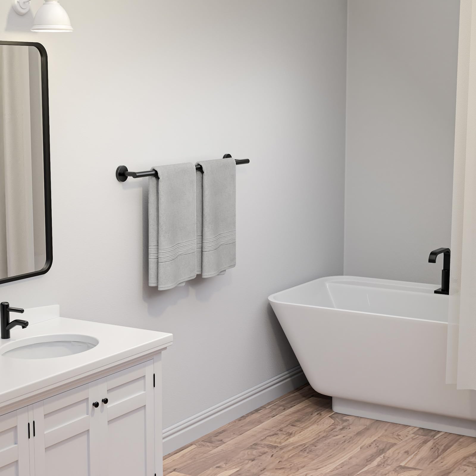 USHOWER towel bar holds two full-size towels securely