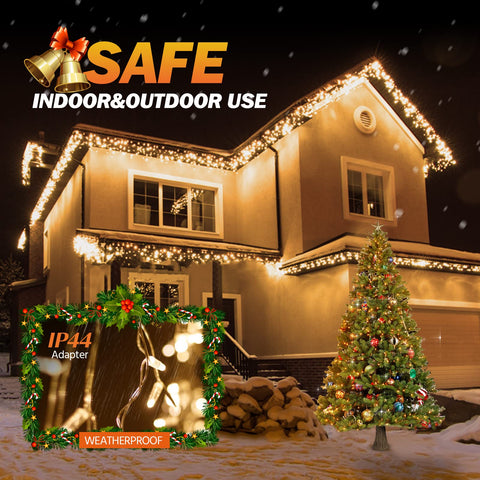 USOKYO icicle lights showing 8 modes for versatile atmospheres.