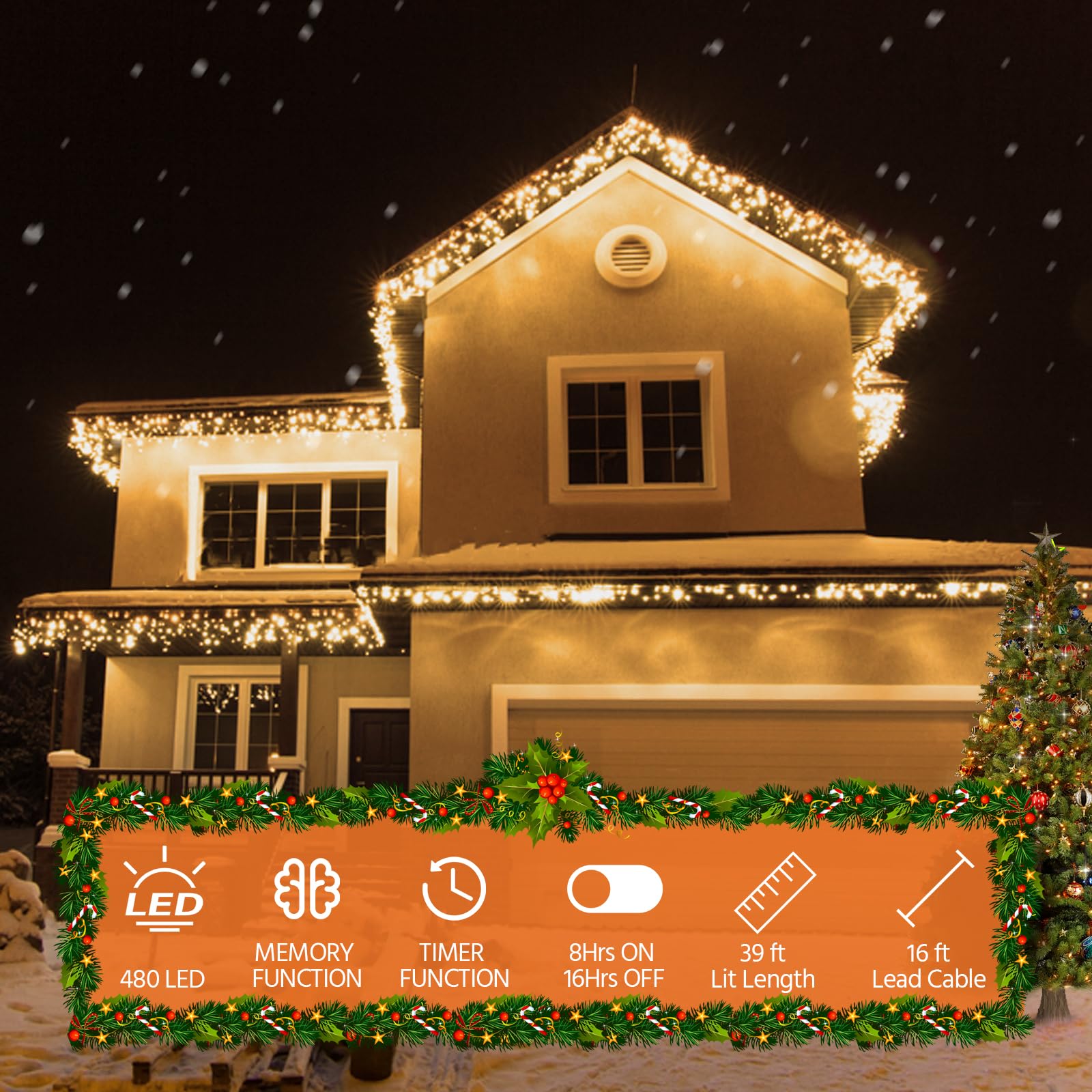 USOKYO icicle lights timer feature for scheduled use.