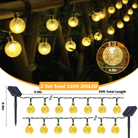 USOKYO solar lights close-up of glass globes showcasing elegant garden ambiance.