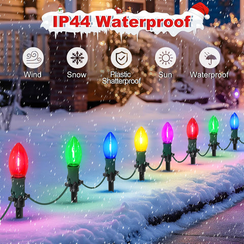 USOKYO Waterproof outdoor lights withstand weather while brightening paths for long-lasting seasonal displays.