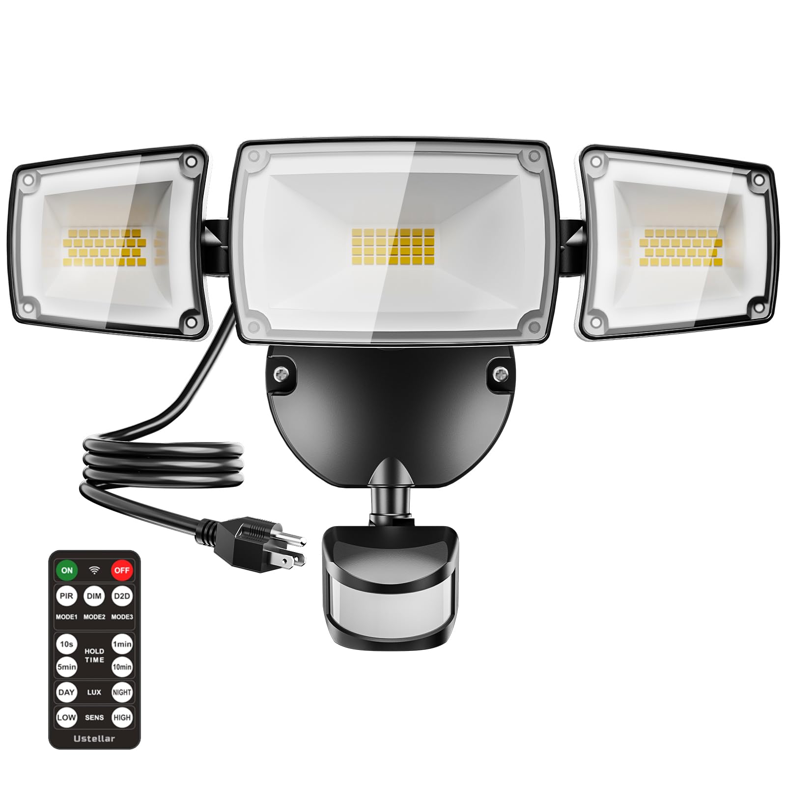 USTELLAR 55W flood light front view delivers broad outdoor coverage.