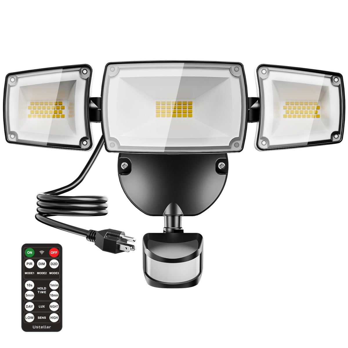 USTELLAR 55W flood light front view delivers broad outdoor coverage.