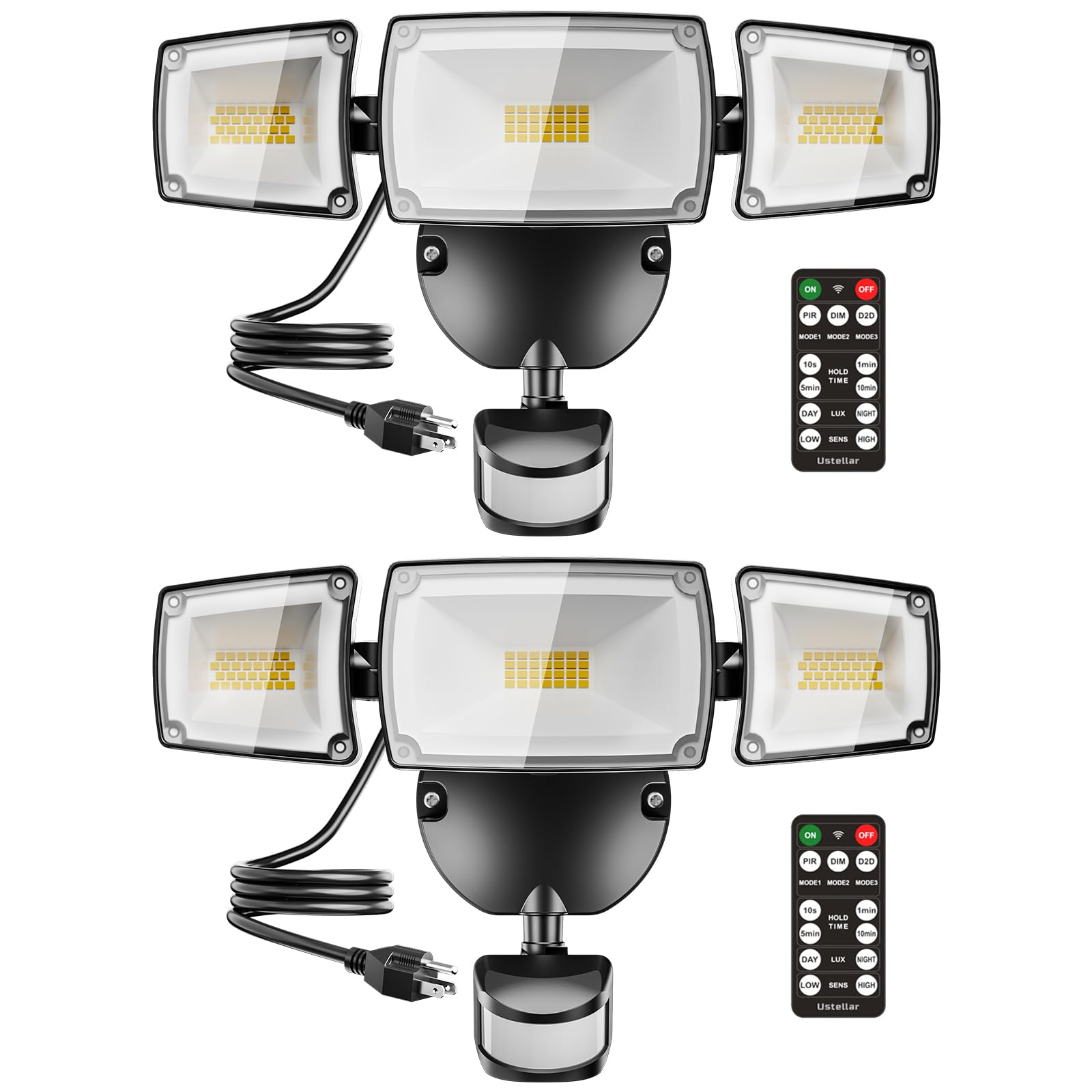 USTELLAR 55W plug-in flood light ready for quick setup and porch visibility.