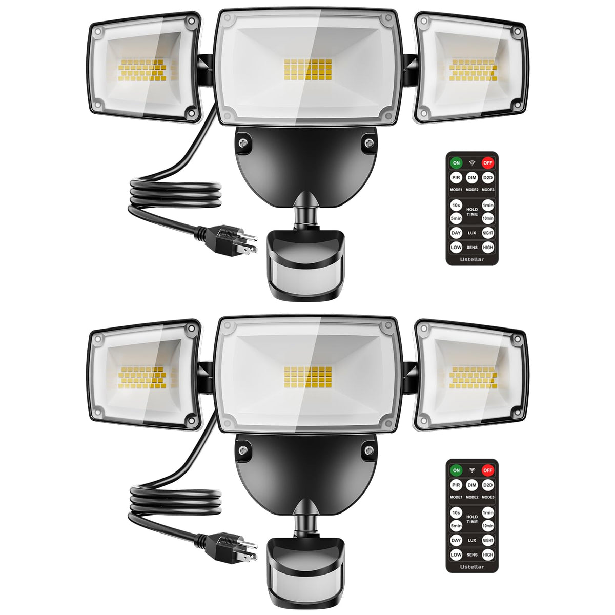 USTELLAR 55W plug-in flood light ready for quick setup and porch visibility.