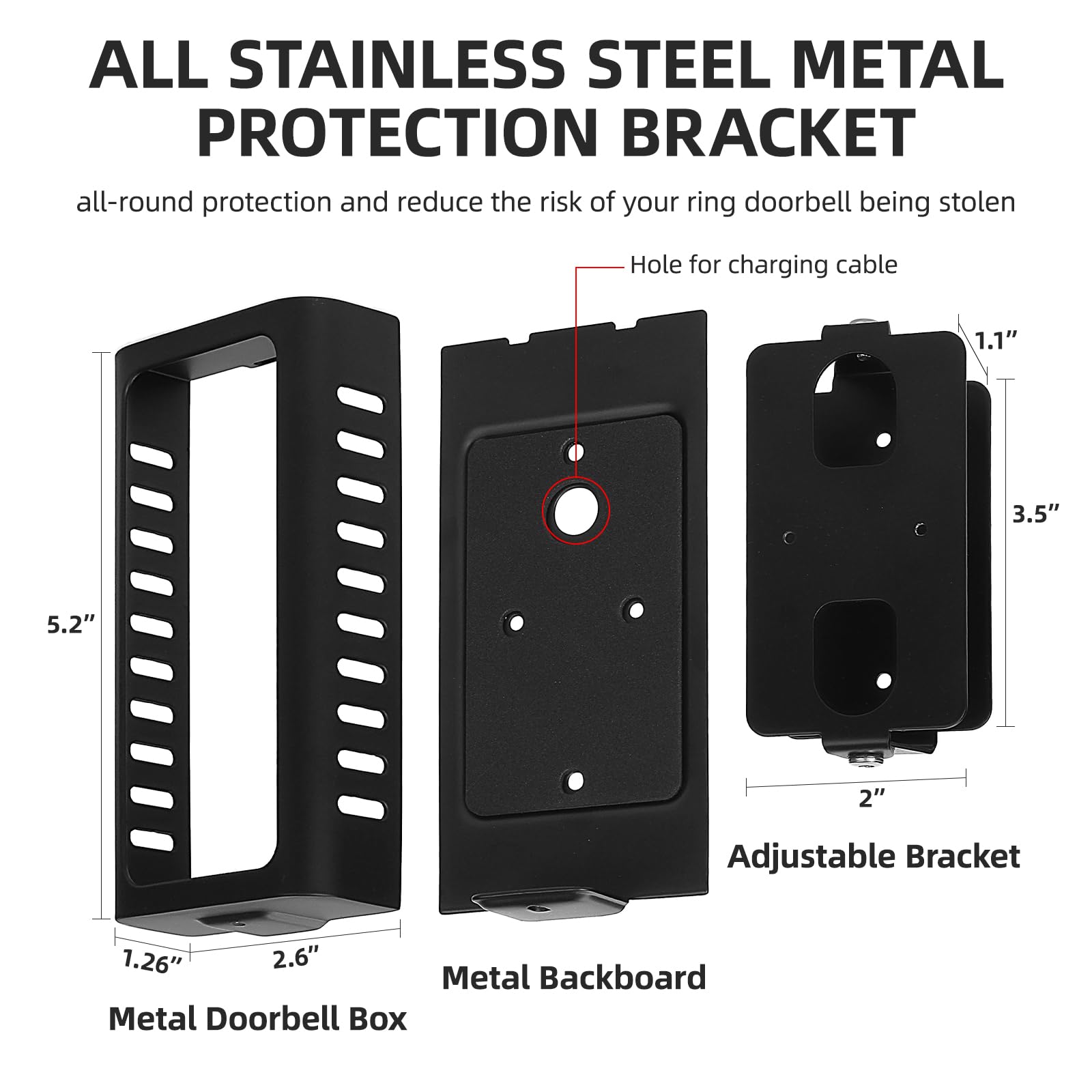 USUAUU Ring Doorbell Mount at 45-135 degree angle enables precise porch surveillance