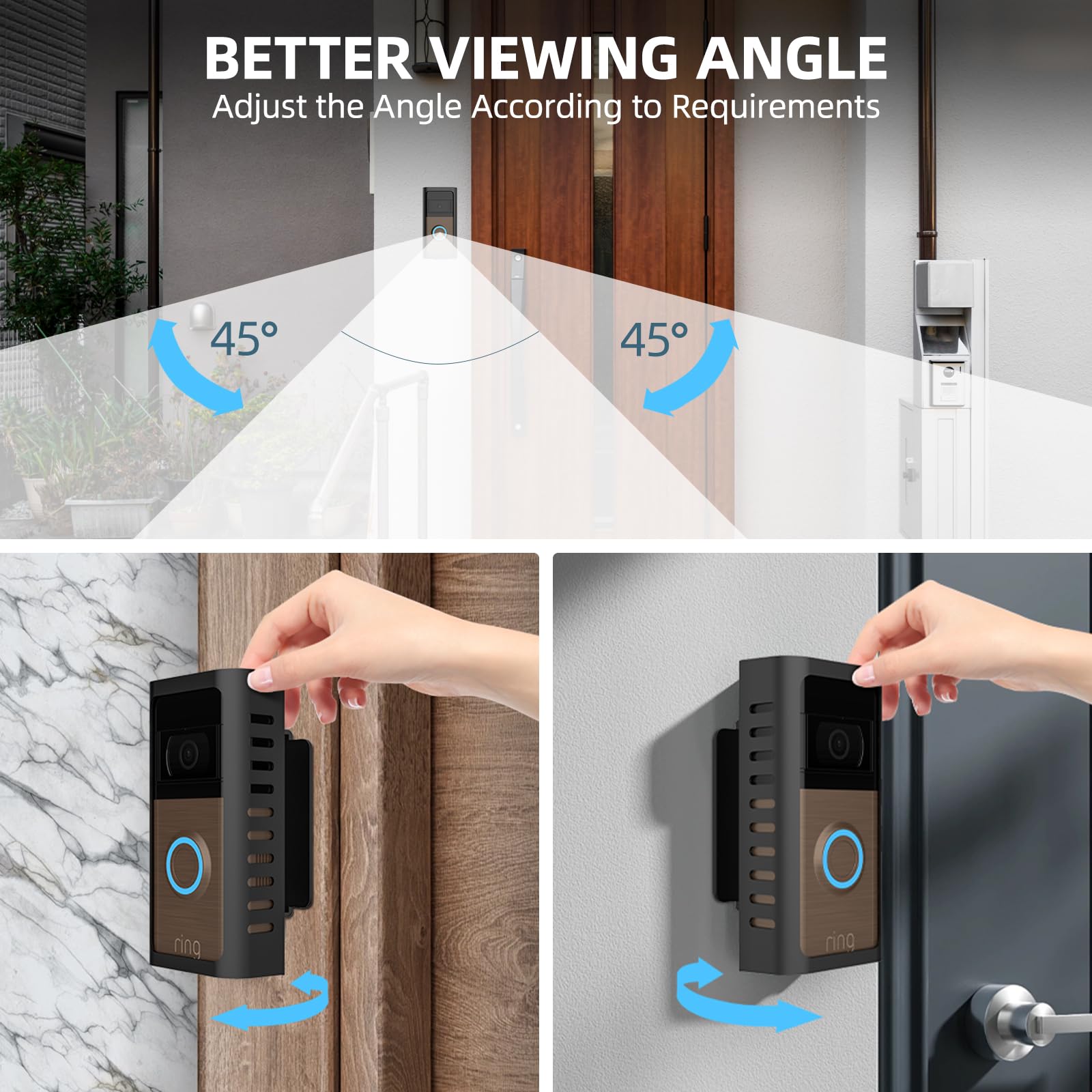 USUAUU Adjustable angle captures optimal front-porch views