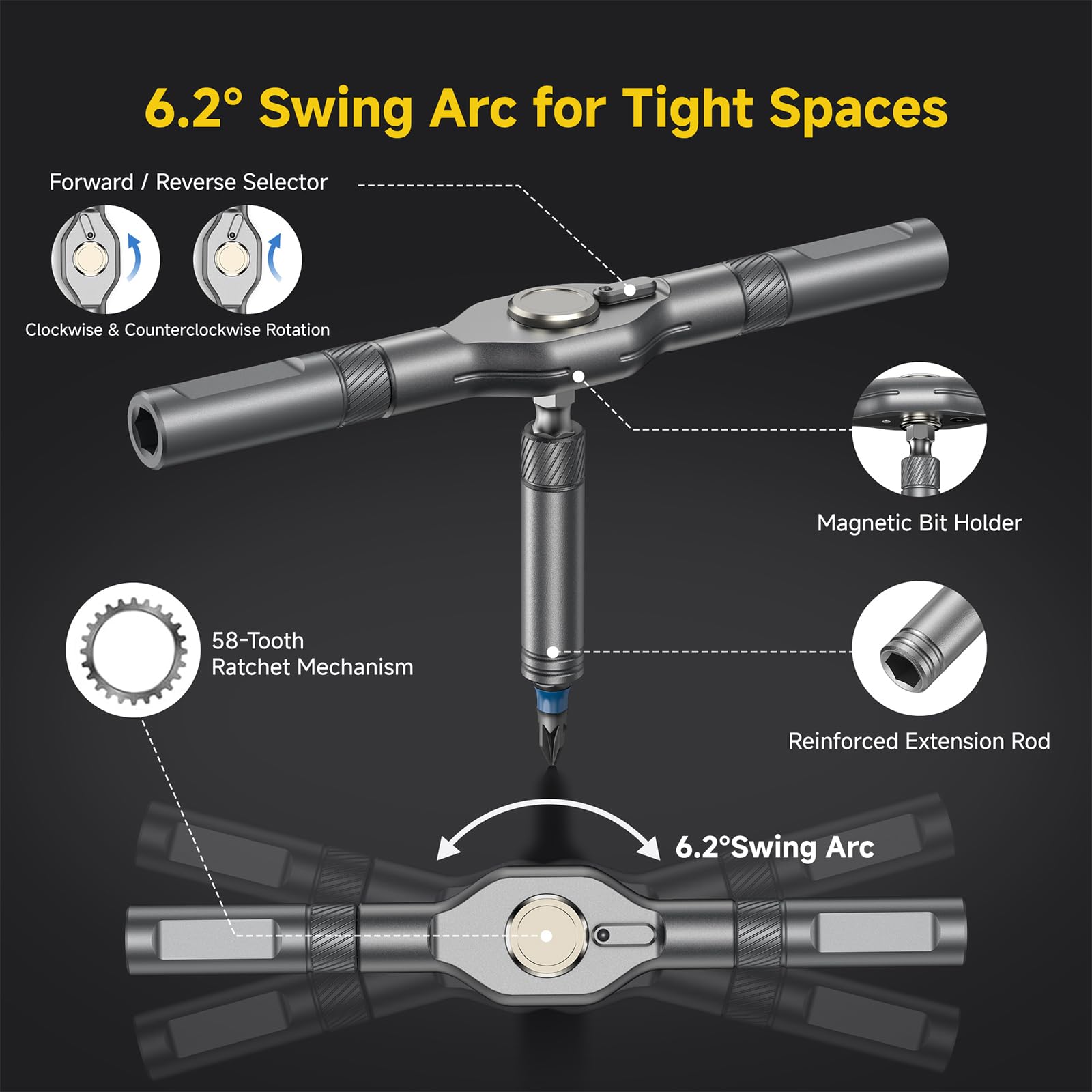 USUAUU magnetic tips hold screws securely during work.