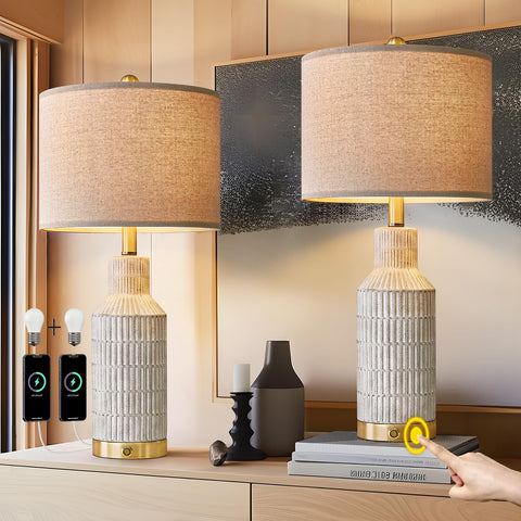 USumkky 25-inch lamp base in ceramic finish for stylish living room lighting