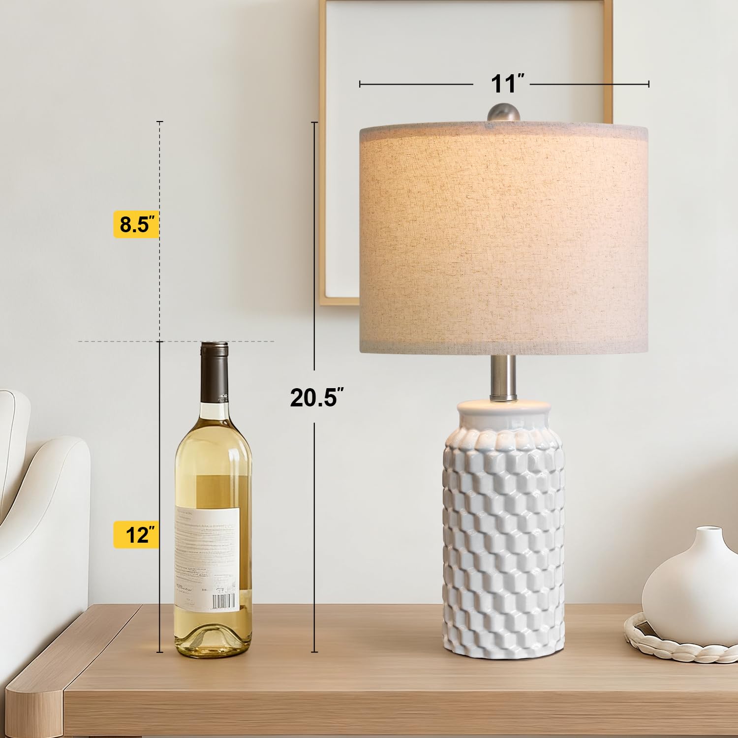 USumkky bedside lamps on nightstands creating warm, cozy living room or bedroom vignette.