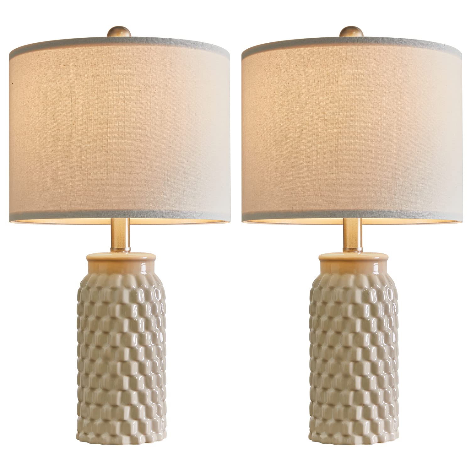 USumkky two pack lamps shown on an end table with easy assembly steps.