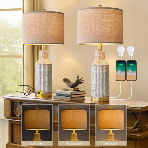 USumkky lamp with USB A+C ports for convenient device charging