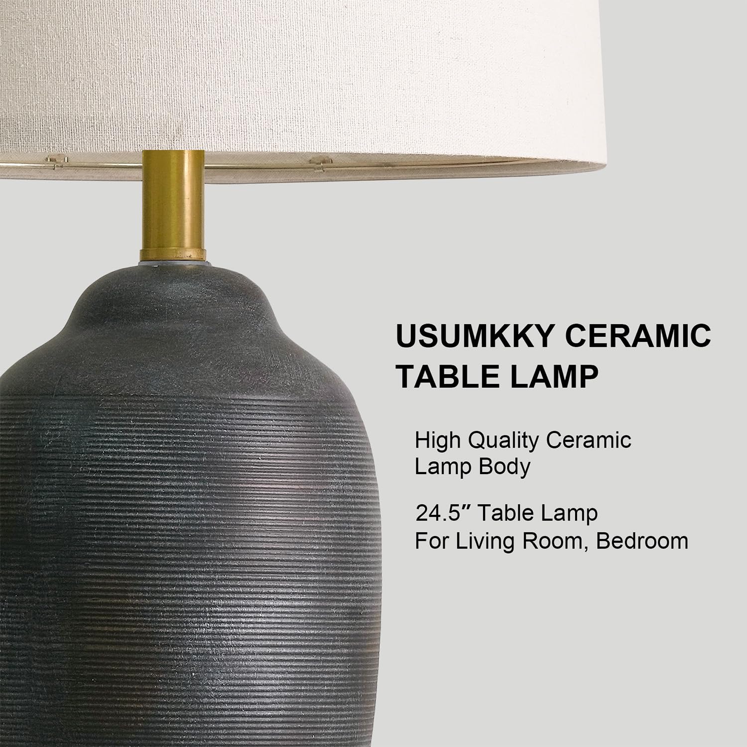 USumkky vintage ceramic table lamp shade softens light for cozy evenings.