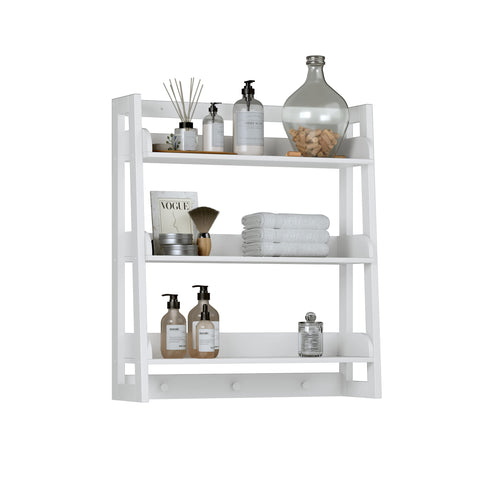 UTEX 3-tier over-toilet wall shelf in white provides space-saving storage.