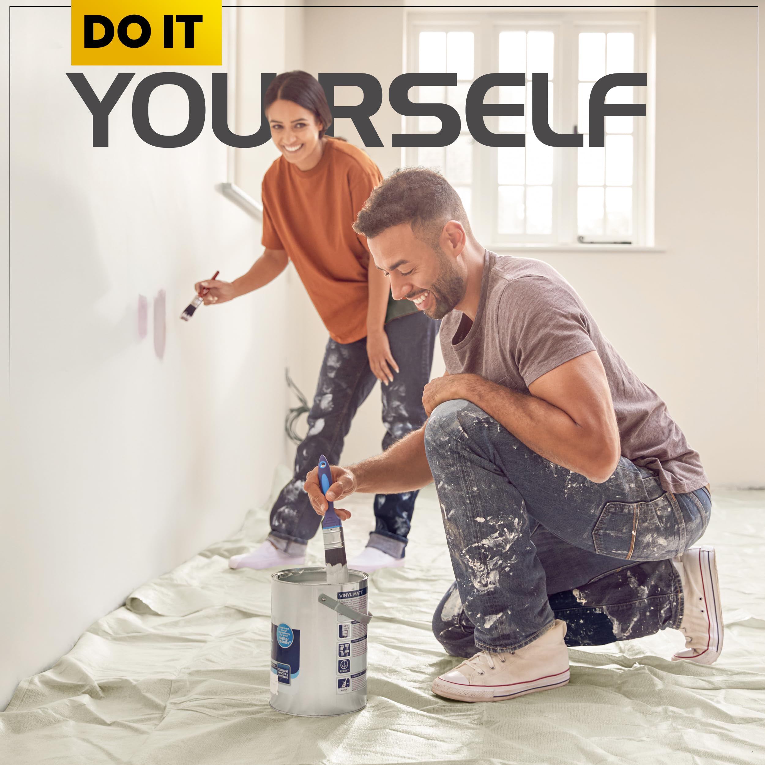 Utopia Home drop cloth on floors provides liquid absorption and easy cleanup.