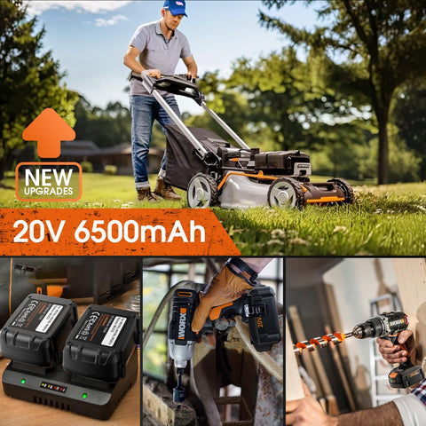 UTRBATT 6.5Ah battery for Worx 20V charging pad, quick recharge
