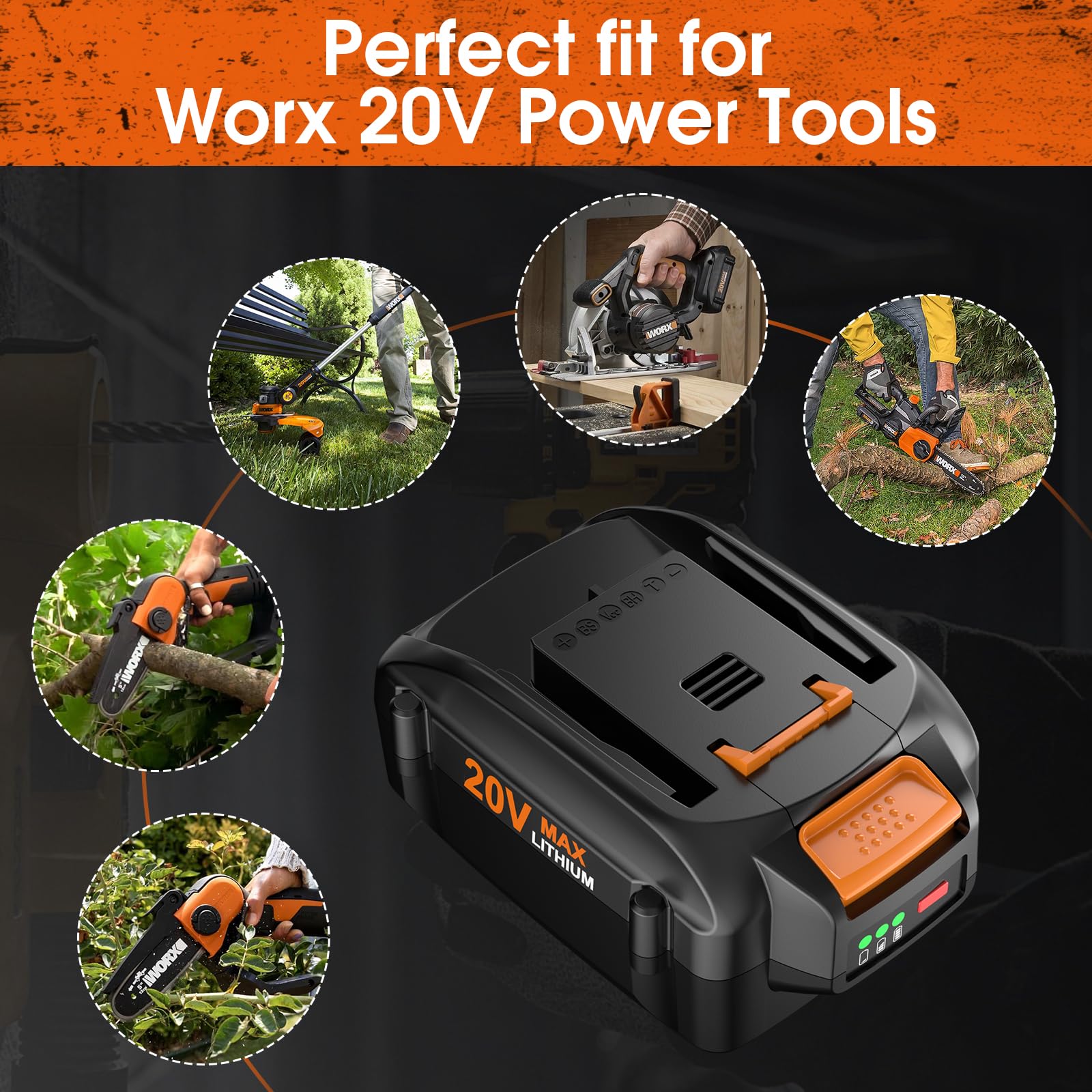 UTRBATT 6.5Ah battery for Worx 20V in-tool test, field ready