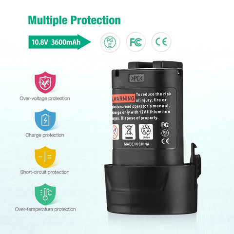 UTRBATT label detail highlighting 10.8V and 3600mAh specs
