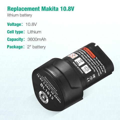 UTRBATT replacement battery side view showing extended runtime on cordless tools