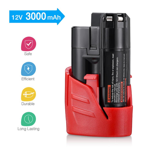 UTRBATT Milwaukee M12 battery fit ensures snug, reliable connection.