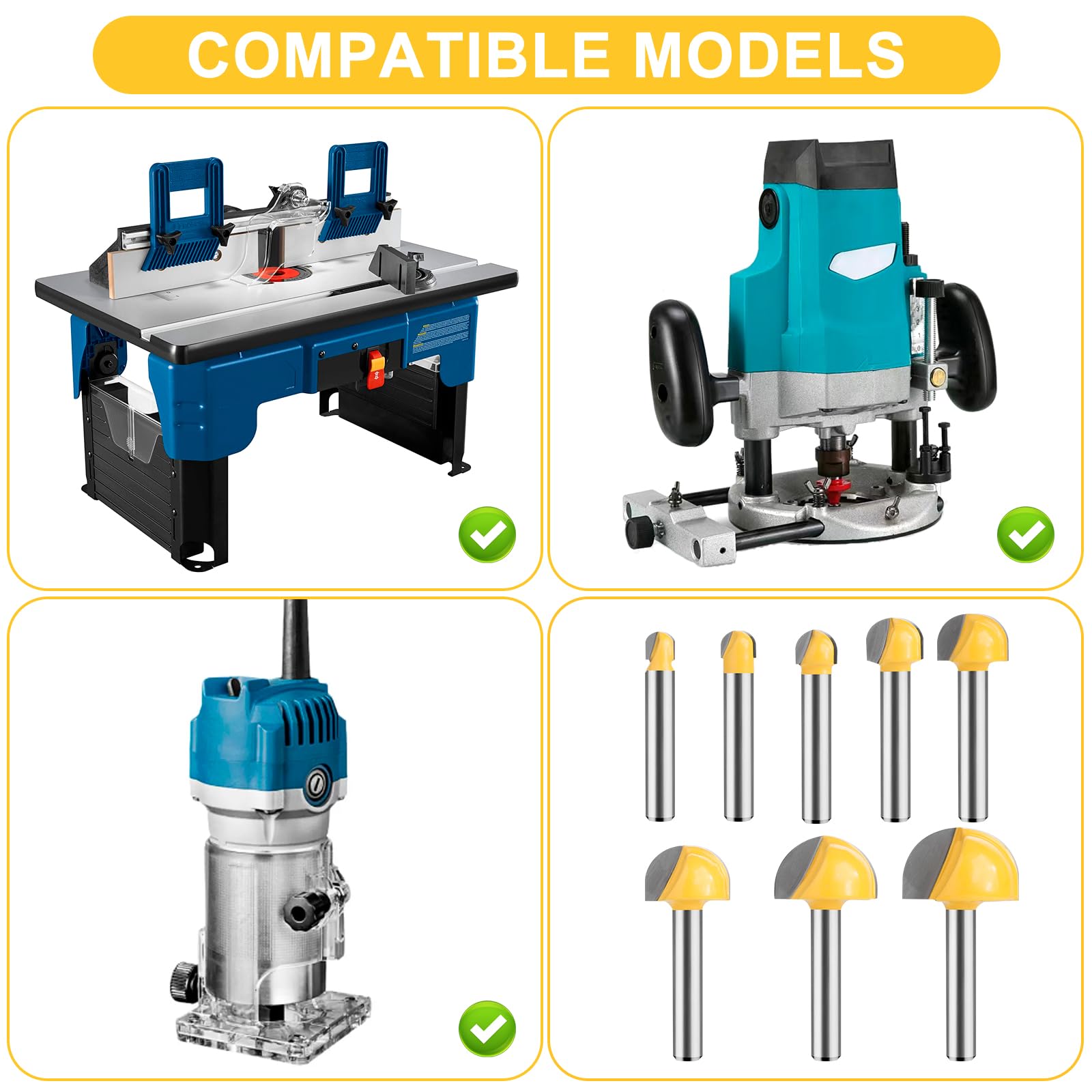 UTRUSTTO Cove Box bits compatible with Bosch, DeWalt, Milwaukee routers
