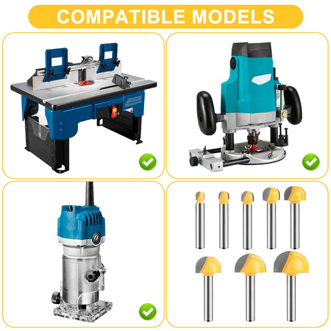 UTRUSTTO Cove Box bits compatible with Bosch, DeWalt, Milwaukee routers