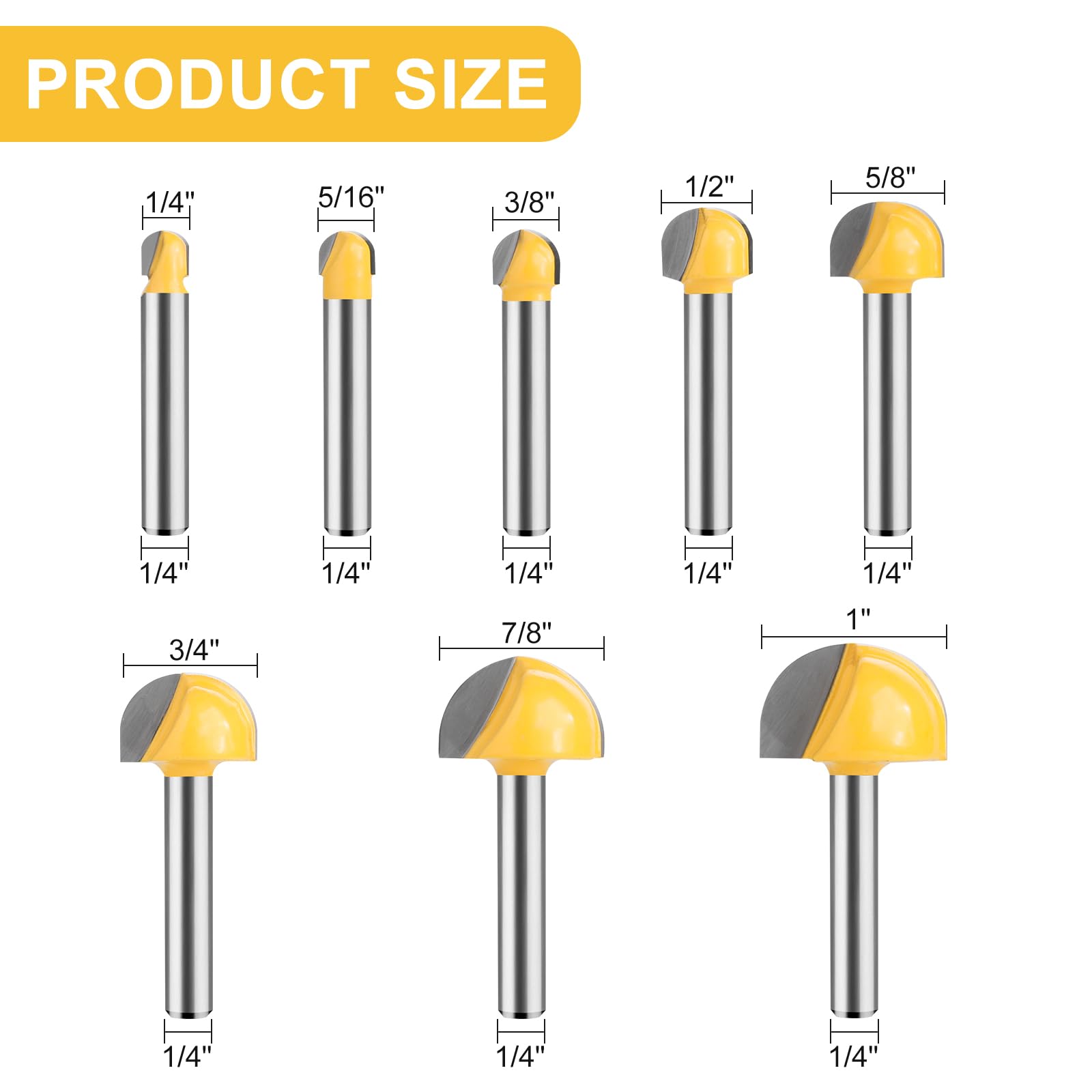 UTRUSTTO Cove Box bits in sizes 1/4 to 1 inch expand options