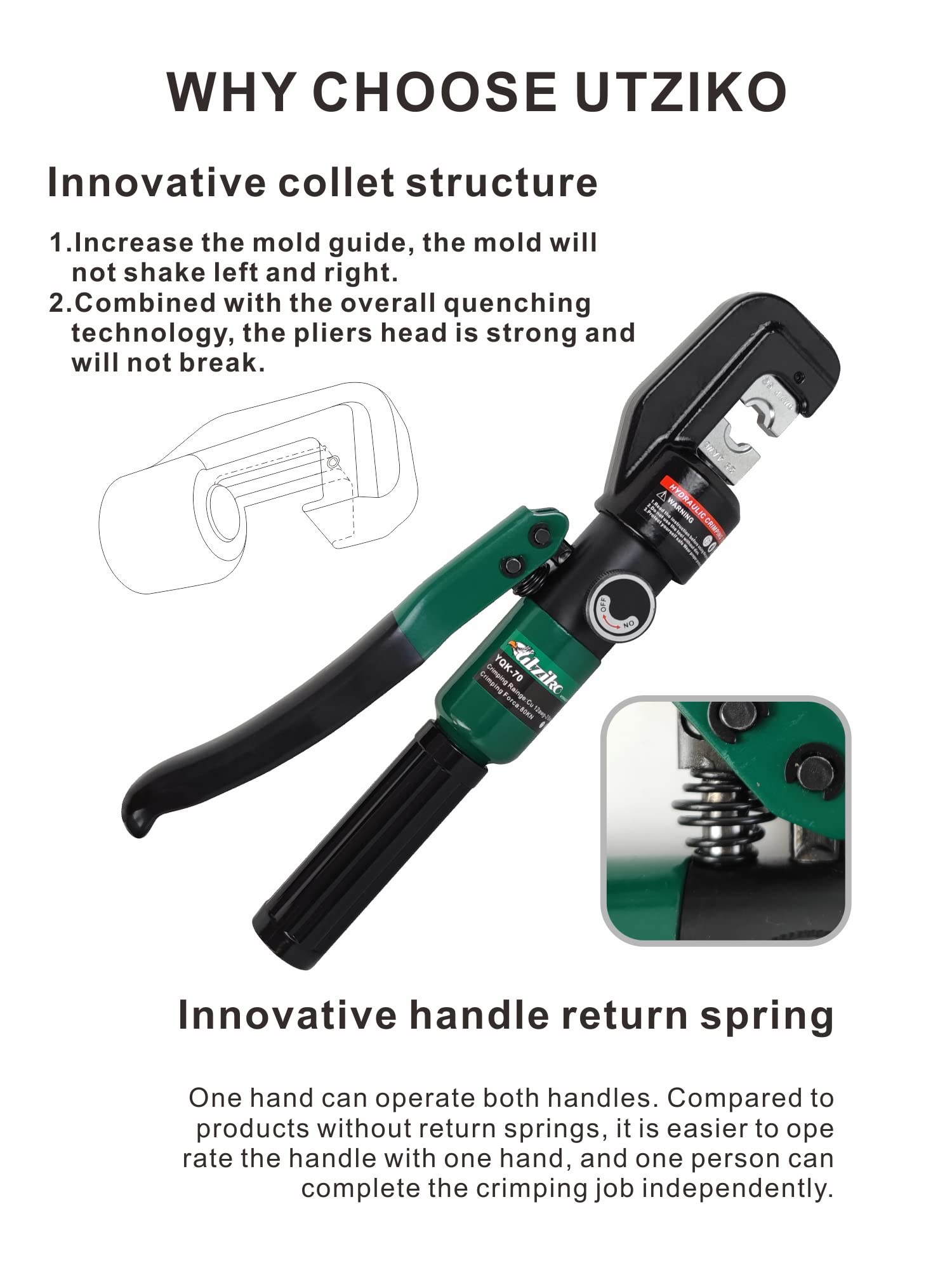 UTZIKO cable cutter included for clean, quick cuts on site.