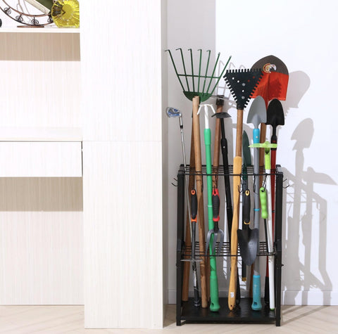 UU-Major Corner-space saver in a shed corner for organized storage.