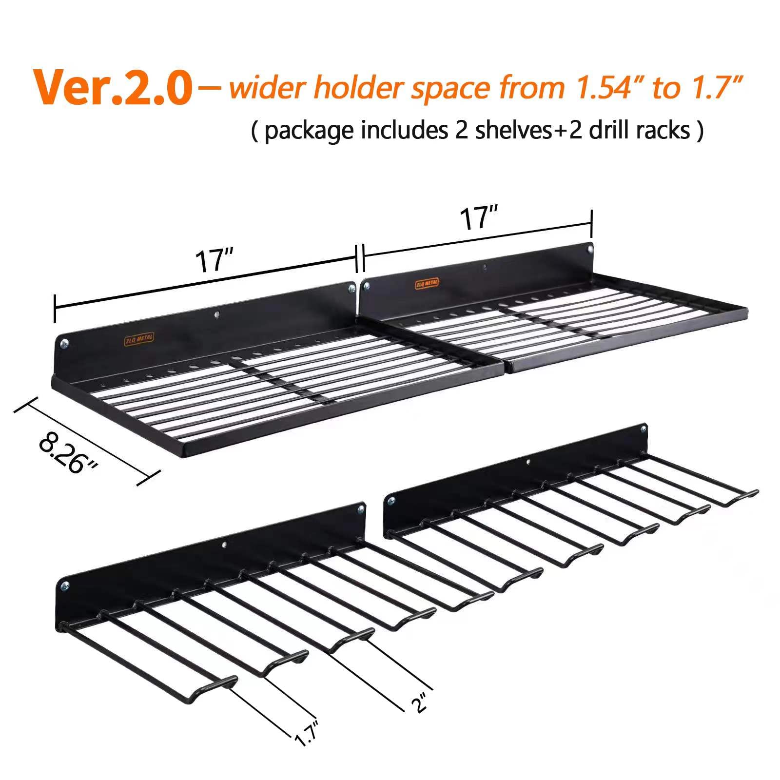 UU-Major heavy-duty metal wall rack supports up to 50 pounds of tools and gear.