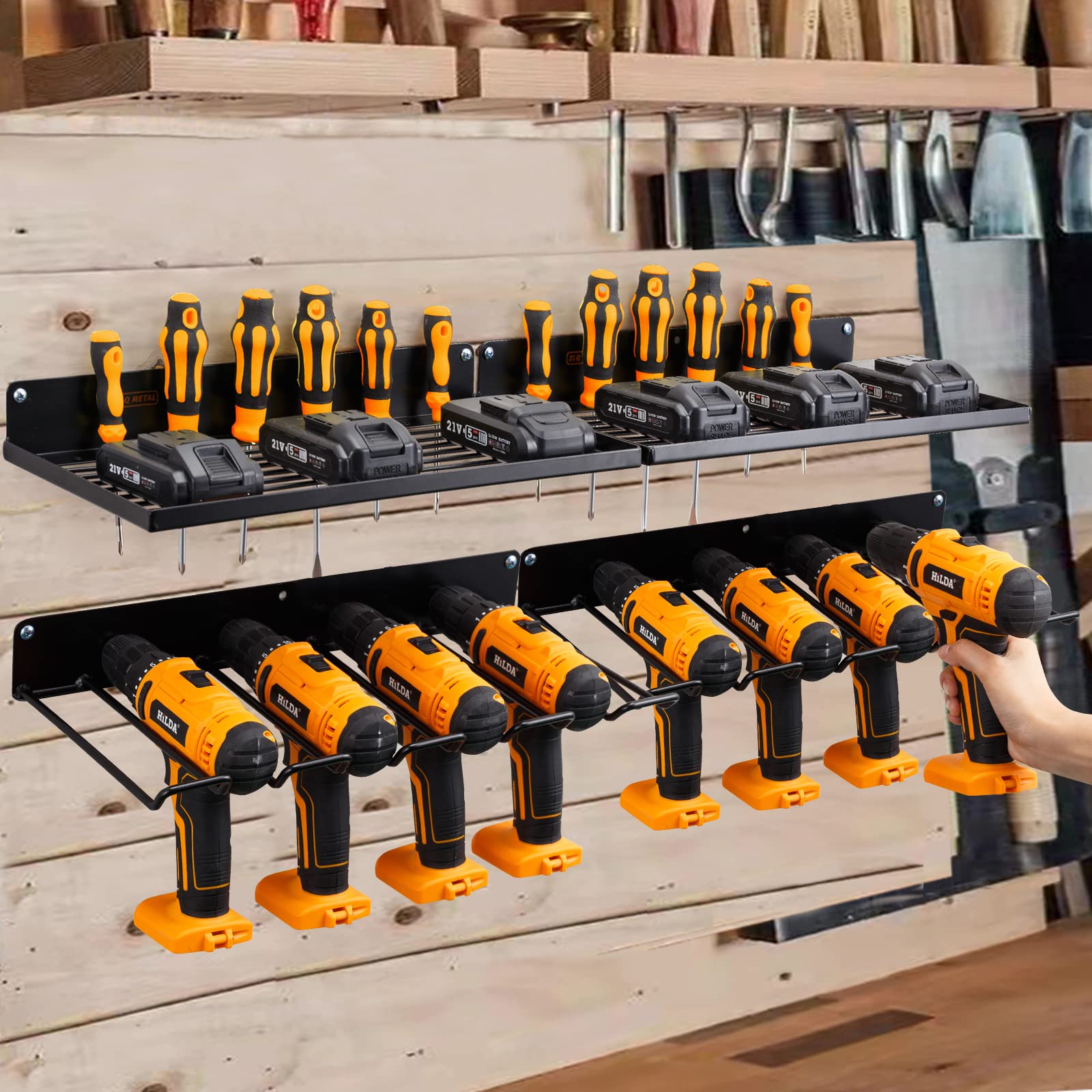 UU-Major pegboard wall organizer with two shelves and tool racks for quick access.