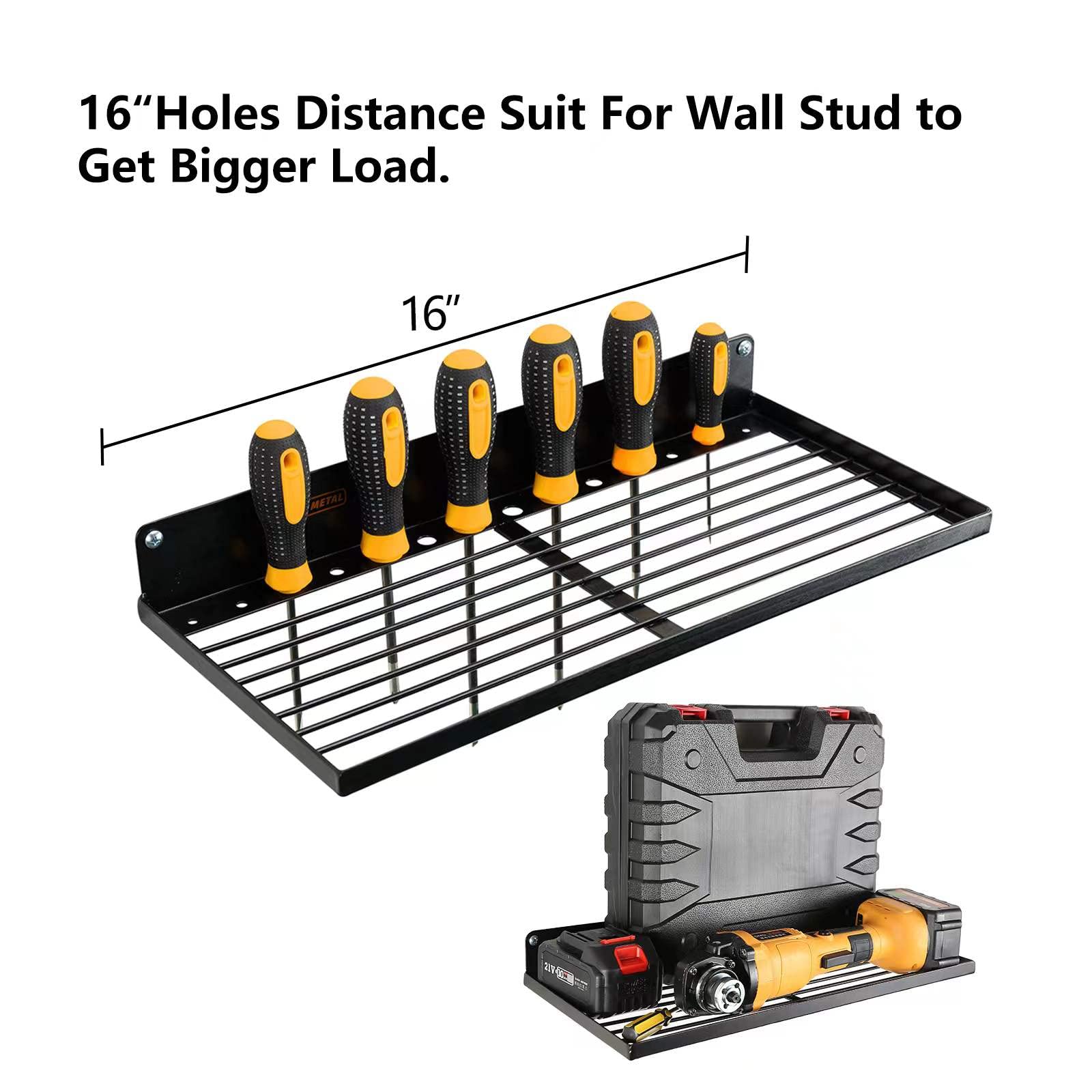 UU-Major wall mount storage system fits drills, chargers, and accessories neatly.