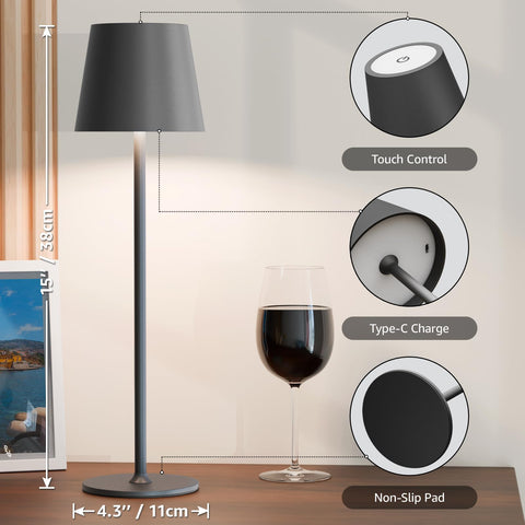uuffoo rechargeable table lamp shows 3000K warm white in a cozy reading setup
