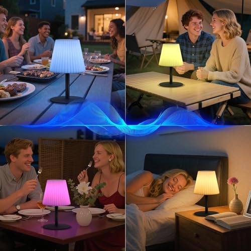 UUFFOO Shower Lamp on patio during outdoor dinner with lighting and sound