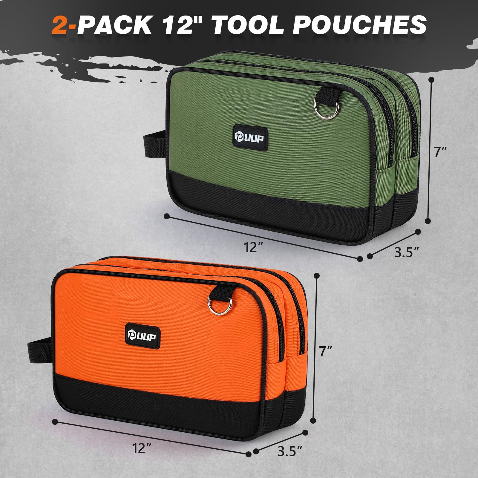 UUP 12-inch tool bag interior featuring two roomy sections for tools.