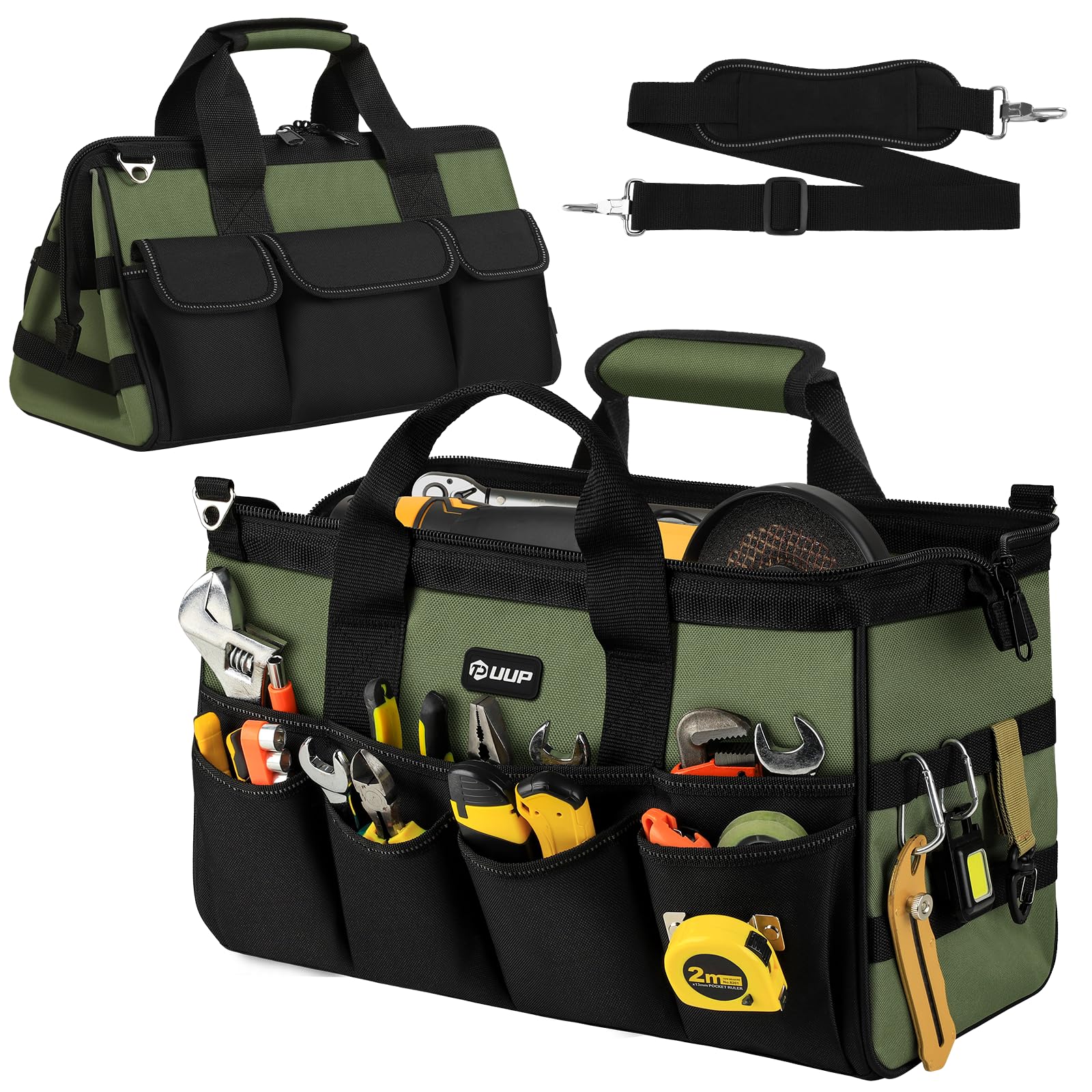 UUP 18-Inch large tool bag with 16 pockets for organized tool storage on site
