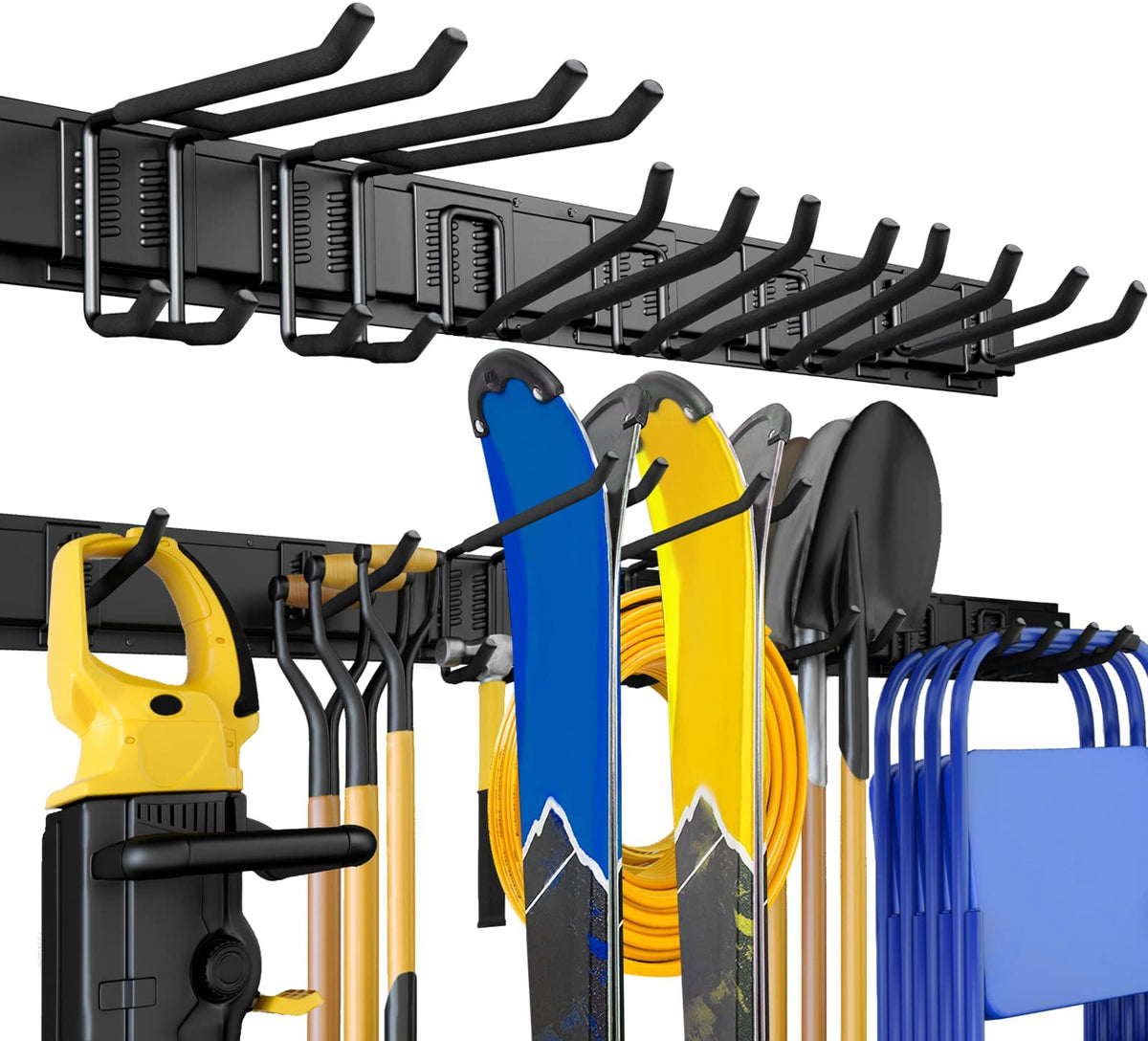 UUP 48-inch garage tool organizer wall rack with designated tool slots for easy access.