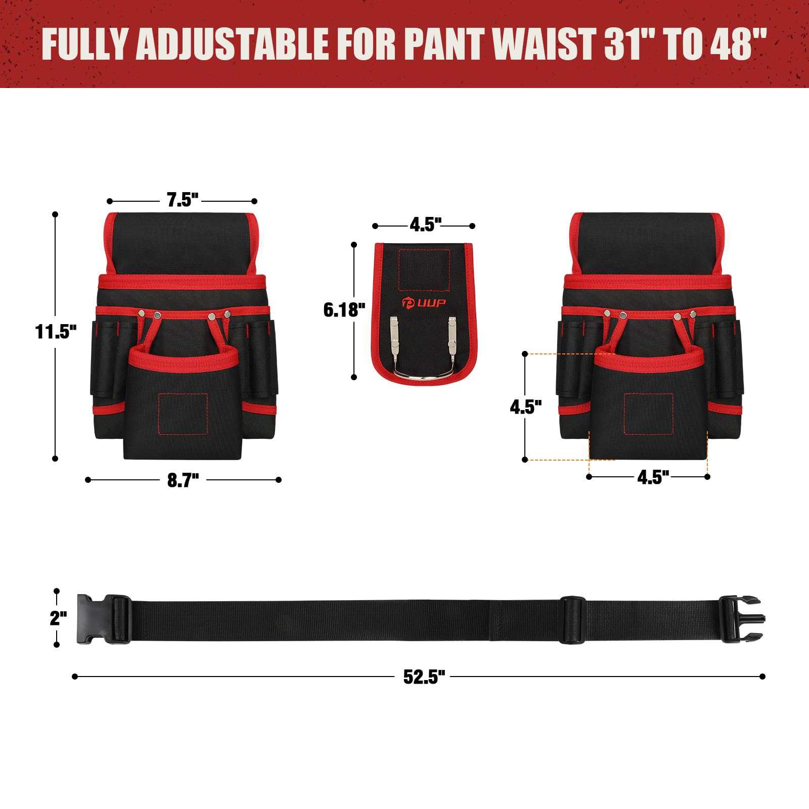 UUP detachable pockets configuration for customizable tool setups.