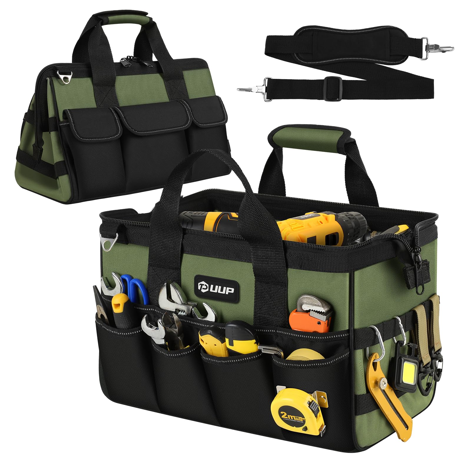 UUP heavy duty tool bag with 16 pockets keeps tools organized on site.