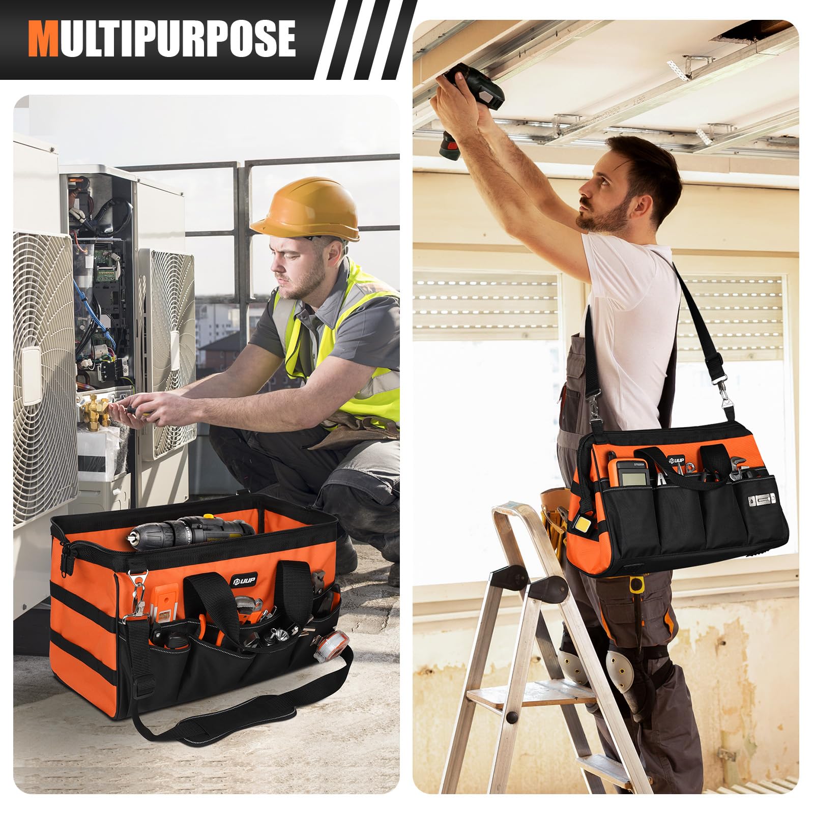 UUP tool bag's anti-slip base stays steady on varied work surfaces.