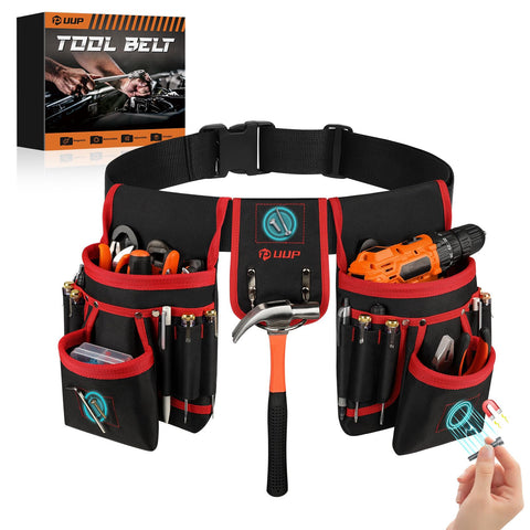 UUP magnetic tool belt with 26 pockets for organized nails and screws.